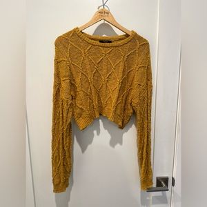 Forever 21 Cable Knit Cropped Mustard Sweater
